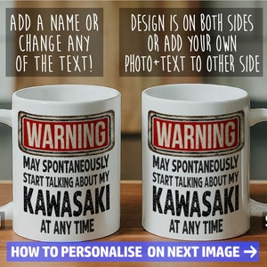 Kawasaki Mug - Gift for a motorcycle enthusiast - Can be personalised