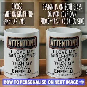 Royal Enfield Mug - Gift for a motorcycle enthusiast - Can be personalised