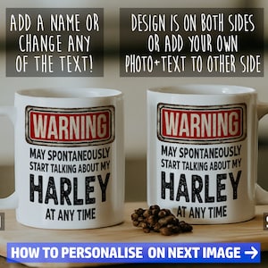 Harley Mug - Gift for a motorcycle enthusiast - Can be personalised