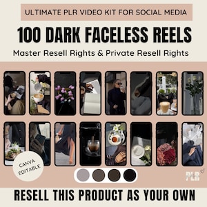 100 Dark Aesthetic Faceless Videos | Master Resell Rights | Instagram Reels | PLR & MRR | Faceless marketing Aesthetic | Digital product