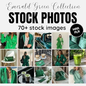 70+ Faceless Marketing Stock images with Master Resell Rights | PLR & MRR | Faceless Stock Photo Bundle | Luxury Green aesthetic branding