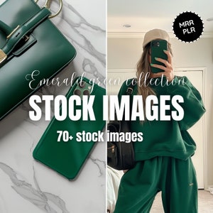 70+ Faceless Marketing Stock images with Master Resell Rights | PLR & MRR | Faceless Stock Photo Bundle | Luxury Green aesthetic branding