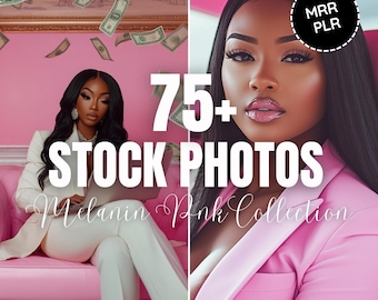Stock Photo Melanin Girl Boss | Pink Aeshtetic Stock image | Faceless Marketing | Shopify hair website | African American Model | MRR PLR