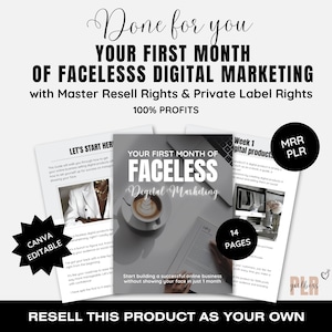 Your first month Faceless Digital Marketing Guide | Done for you Master Resell Right | PLR MRR | Roadmap to Passive income Viral Reels Guide