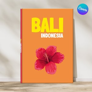 Vorlage für ein Assouline-Fotoalbum im BALI-Stil zum Herunterladen und Personalisieren (Buchcover, Bali-Karte und Innenfotos)