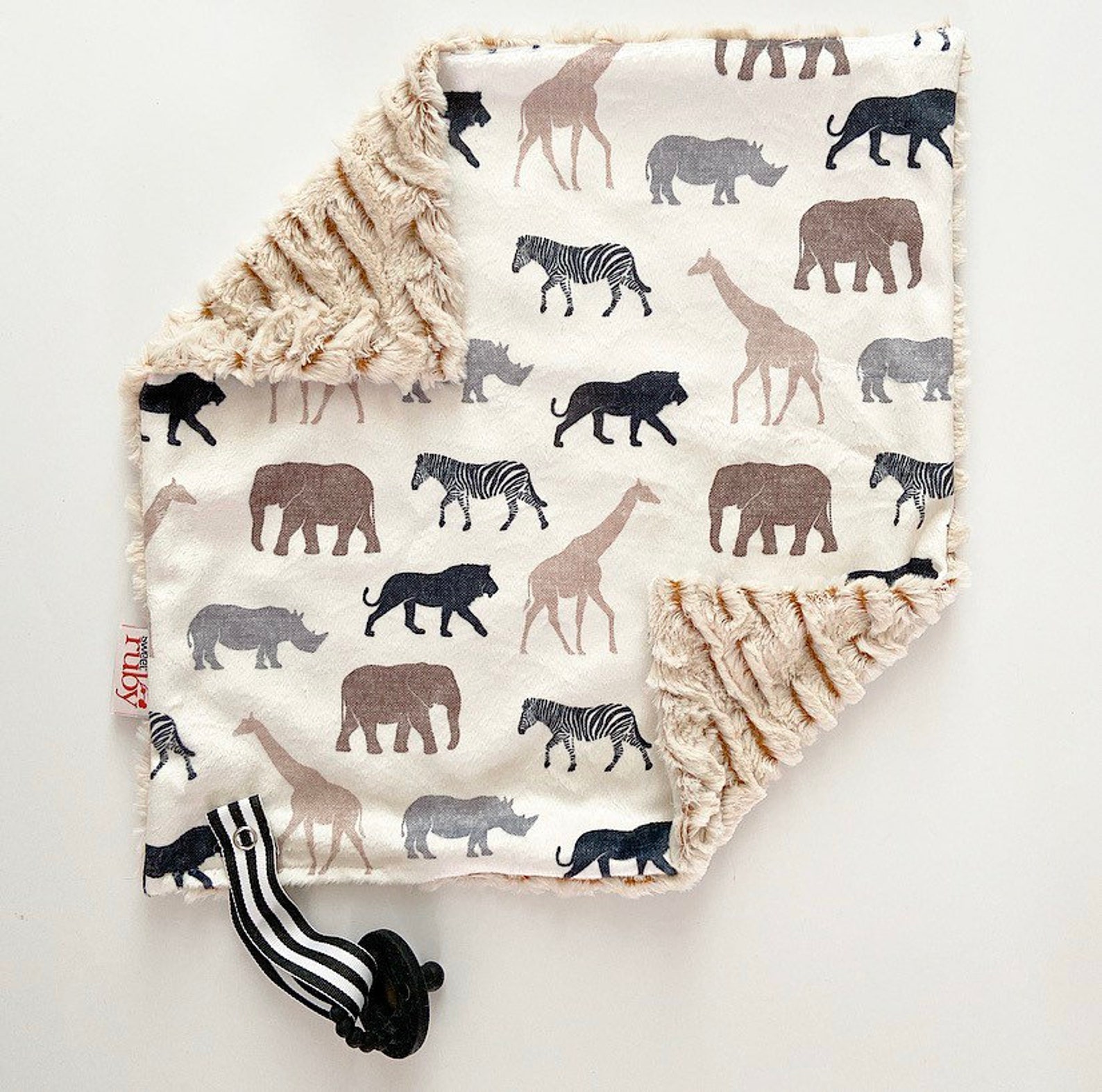 Pre Order Neutral Safari binky blanket Lovey lovey blanket Etsy