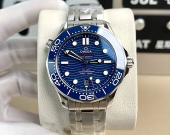 OMEGA Seamaster automatisch stalen herenhorloge met blauwe wijzerplaat