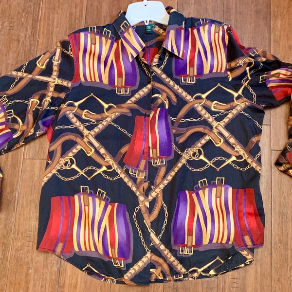 Vintage 1990's Ralph Lauren Equestrian Horse-bit shirt Vintage Preppy Acedemia Lauren by Ralph Lauren Gucci