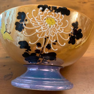 Vintage Japanese Lusterware Pedestal Bowl