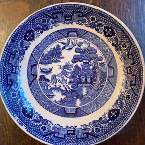 Antique English Ironstone Blue Willow Plate