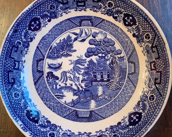 Antique English Ironstone Blue Willow Plate