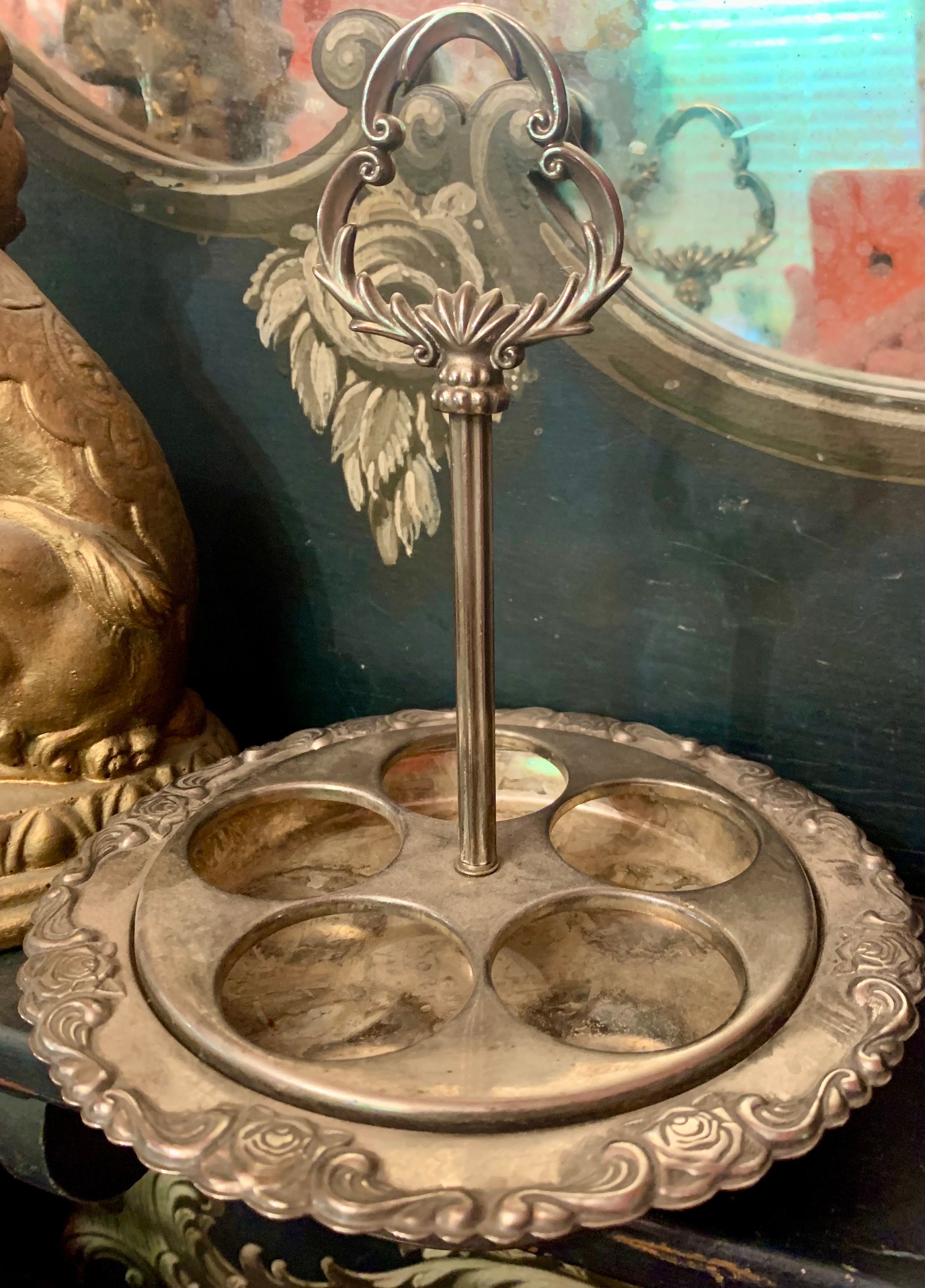 アンティーク シルバー プレート ボトル ホルダー 薬局 マジカル アンティーク シルバー プレート ボトル ホルダー 薬局 マジカル