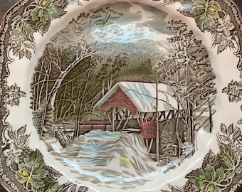 Vintage Johnson Brothers The Friendly Village Square Salad Plate Brown Transferware Plate Wall Farmhouse Dishes English China