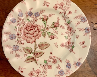 Rose Chintz Salad Plate English ChinaJohnson Brothers Antique Roses Plate Wall Pink Transferware 7" Plate Cake Plates