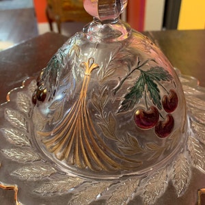 Vintage Westmoreland Cherry Domed Glass Butter Dish Spring Table Decor Farmhouse kitchen