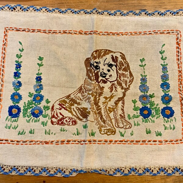 Embroidered Dog Pillow Nursery Etsy