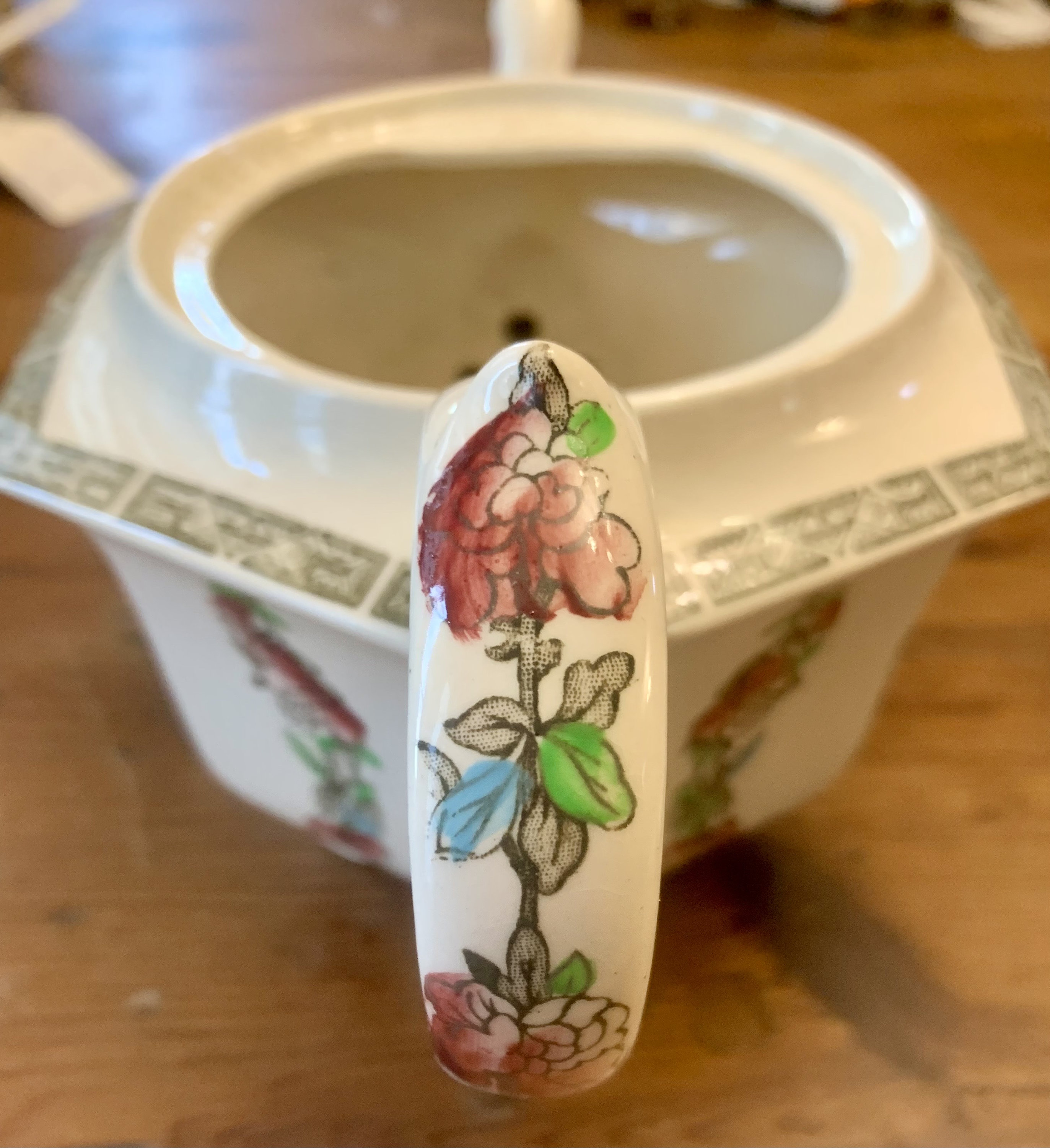 Vintage English Teapot India Tree Transferware Pattern Cottagecore Tea ...