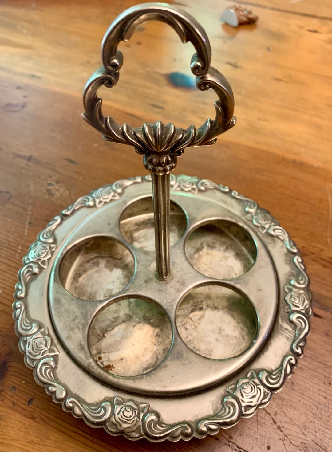 Antique Silver Plate Bottle Holder Apothecary Magical Home Potion