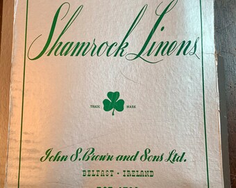 Vintage Irish Linen Pillowcase Set NIB in Original Shamrock Linen Box Ecru Linen Standard Pillowcase Pair Vintage Linens