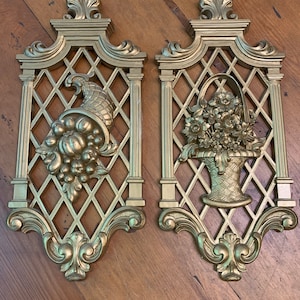 Vintage Gold Wall Decor syroco four seasons wall panels gallery wall MCM decor vintage gold wall decor Victorian gothic