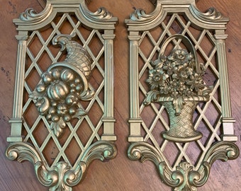 Vintage Gold Wall Decor syroco four seasons wall panels gallery wall MCM decor vintage gold wall decor Victorian gothic