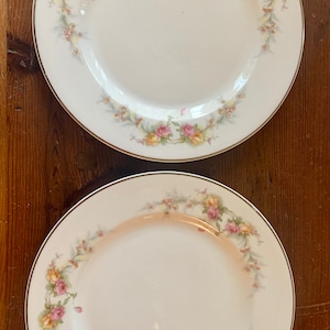 2 Vintage Cottagecore Grannycore Rose Bread Plates Antique Dishes Plate Wall pink roses yellow roses