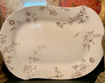Large Antique Ironstone Brown Transferware Platter by Johnson Brothers Brown Transferware Platter Plate wall ironstone collection 1800s plat