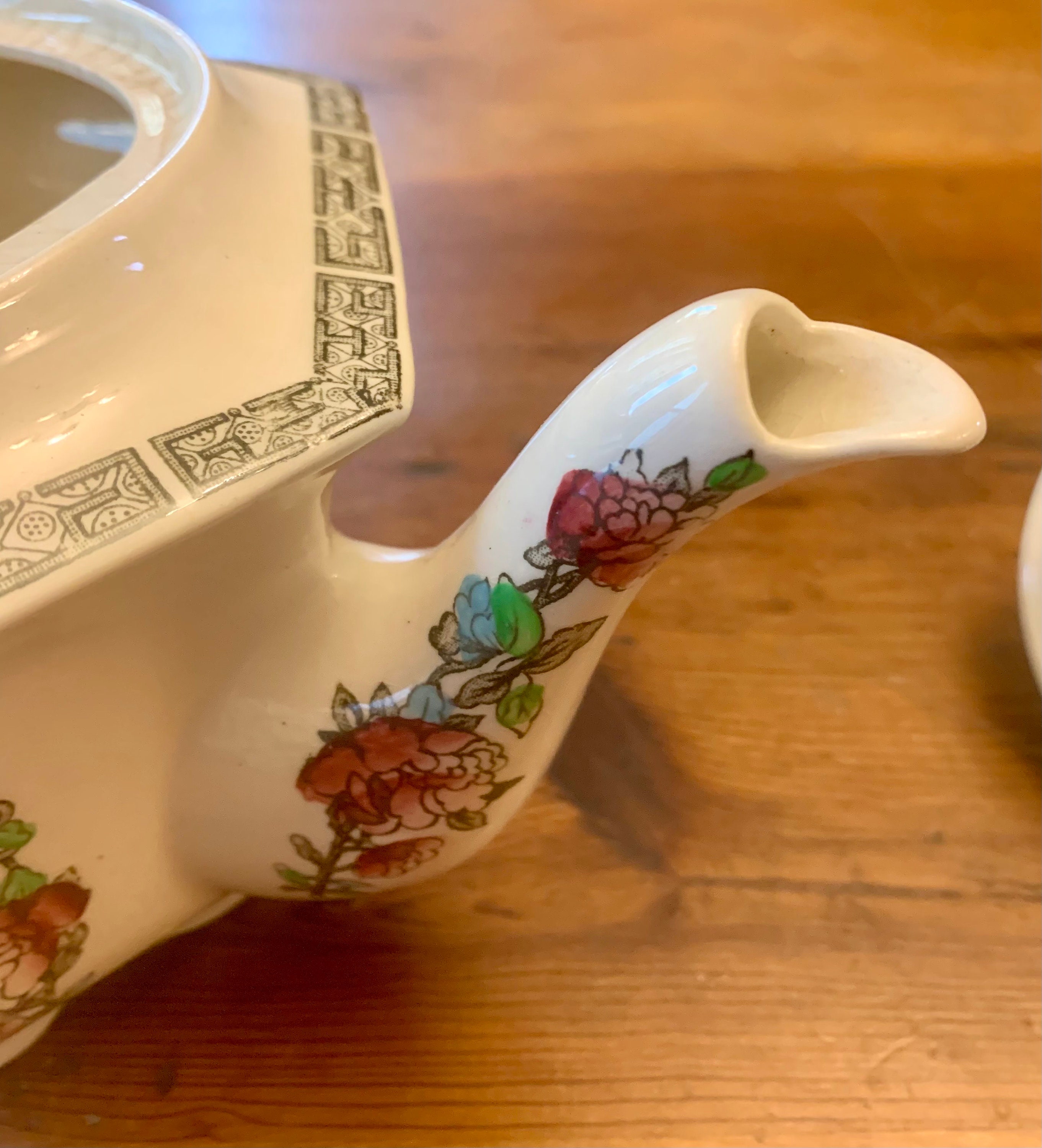 Vintage English Teapot India Tree Transferware Pattern Cottagecore Tea ...
