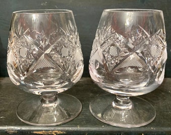 Vintage Crystal Congac Brandy Glasses Snifters vintage Barware