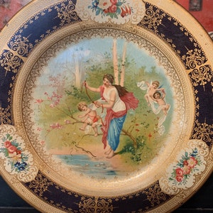 Antique Vienna Art Plate Cherubs romantic Victorian decor gallery wall, antique plate, wall, cherub, decor, shabby chic, French country