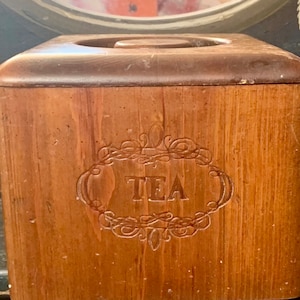 Vintage Wooden Tea Canister Storage Box Prairie Natural Wood Kitchen Decor Tea Box