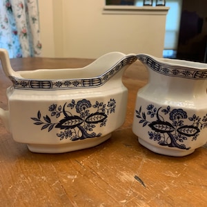 English Transferware Creamer and Gravy Boat
