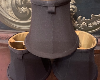 3 Black & Gold Lamp Sconce Shades