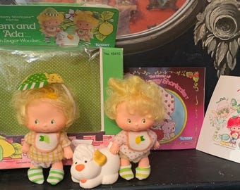 Gemelli vintage Lem e Ada cane domestico Sugar Woffer Kenner Strawberry Shortcake bambola e animale domestico 1982 Kenner Toys Nursery Decor 1980 compleanno ragazza