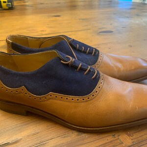 Paul Fredrick Gray Suede Oxfords with Brogue Details,Mens Italian Made Shoe Paul Fredrick | Shoes | Paul Fredrick Gray Suede Oxfords  main image 4