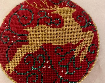 Handmade Needlepoint Santa Claus Ornament Canadian Mountie Santa Old World Santa Collector Christmas  ornament Handmade Needlepoint Gift