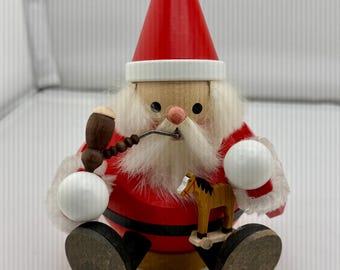 Cascanueces de madera para ahumar incienso, Papá Noel rechoncho alemán de Erzerbrige vintage.