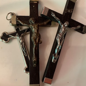 3 Vintage Crucifix Rosary Pendants