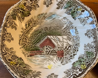 Johnson Brothers The Friendly Village 6” Square Bowl Thanksgiving Brown Ironstone Dishes Vintage English Ironstone
