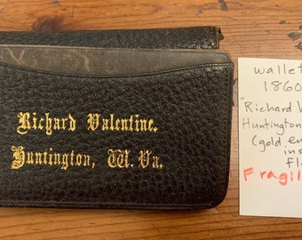 Antique Monogrammed Leather Wallet Richard Valentine