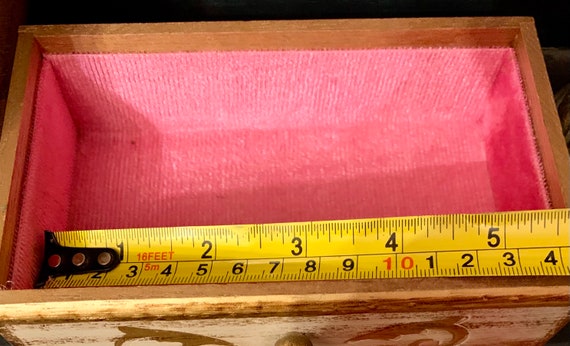 Vintage Gold & Pink Florentine wood Jewelry Box w… - image 9