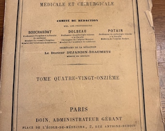 Antique French Book Parisian Decor Medical Reference Text Paris 1876