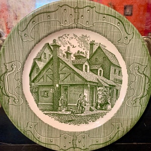 Vintage Green Transferware Plate Gallery Wall The Old Curiosity Shop Dinner Plate Spring Green Table Setting Antique Green Transferware image 1