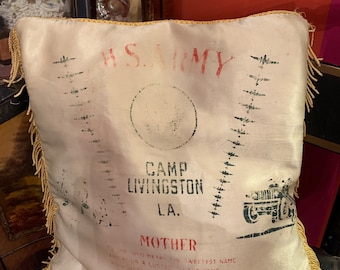 Vintage Faded Army Mother Silk Pillow
