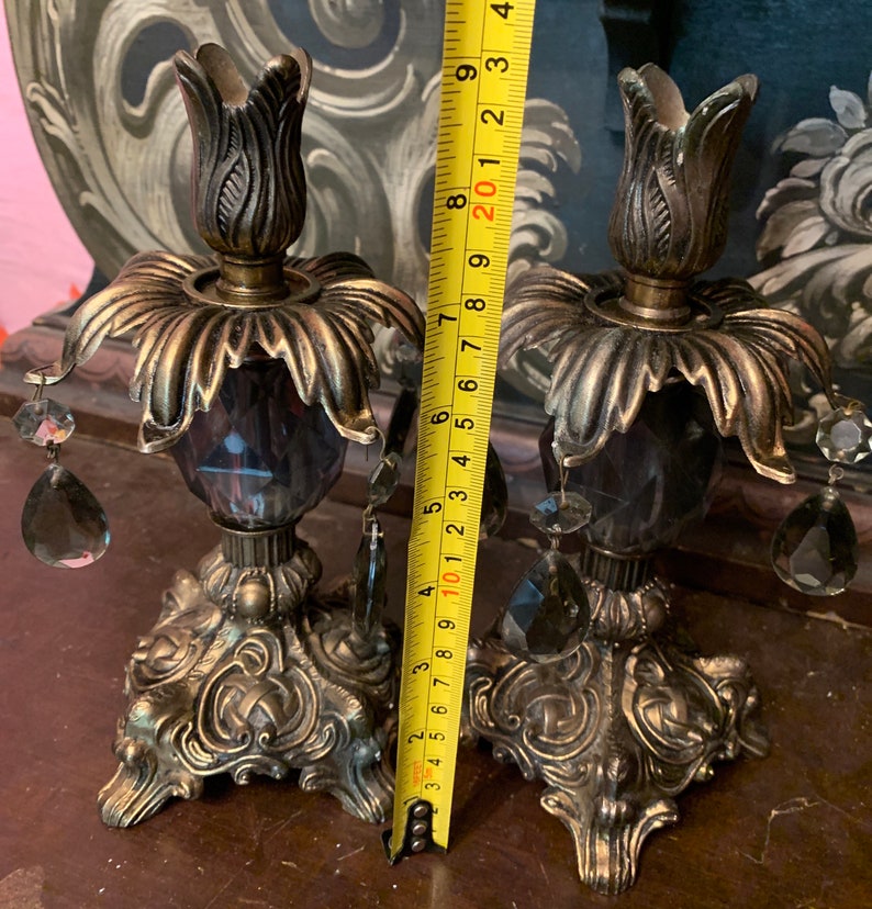 Vintage Candelabras W Ornate Brass Bases Etsy