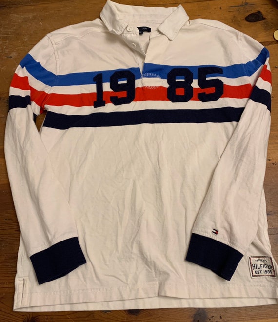 1990 Tommy Hilfiger Striped Long Sleeve Polo