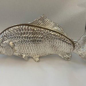 Vintage Silber Platte Fisch Serviettenhalter Briefhalter Viktorianischen Stil Gedecke Fest der Fische