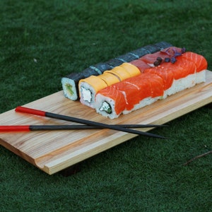 Personal Sushi Board - Ash Wood, Sushi Tray with groove for Chopstiks, Serving Tray, Dinning tableware, Japaneese style.