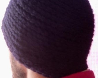 Blanc bonnet - manly faux knit crochet hat pattern