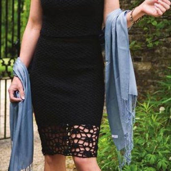 Petite robe noire twin set patron digital en français DIY ensemble jupe et top au crochet Garden Party